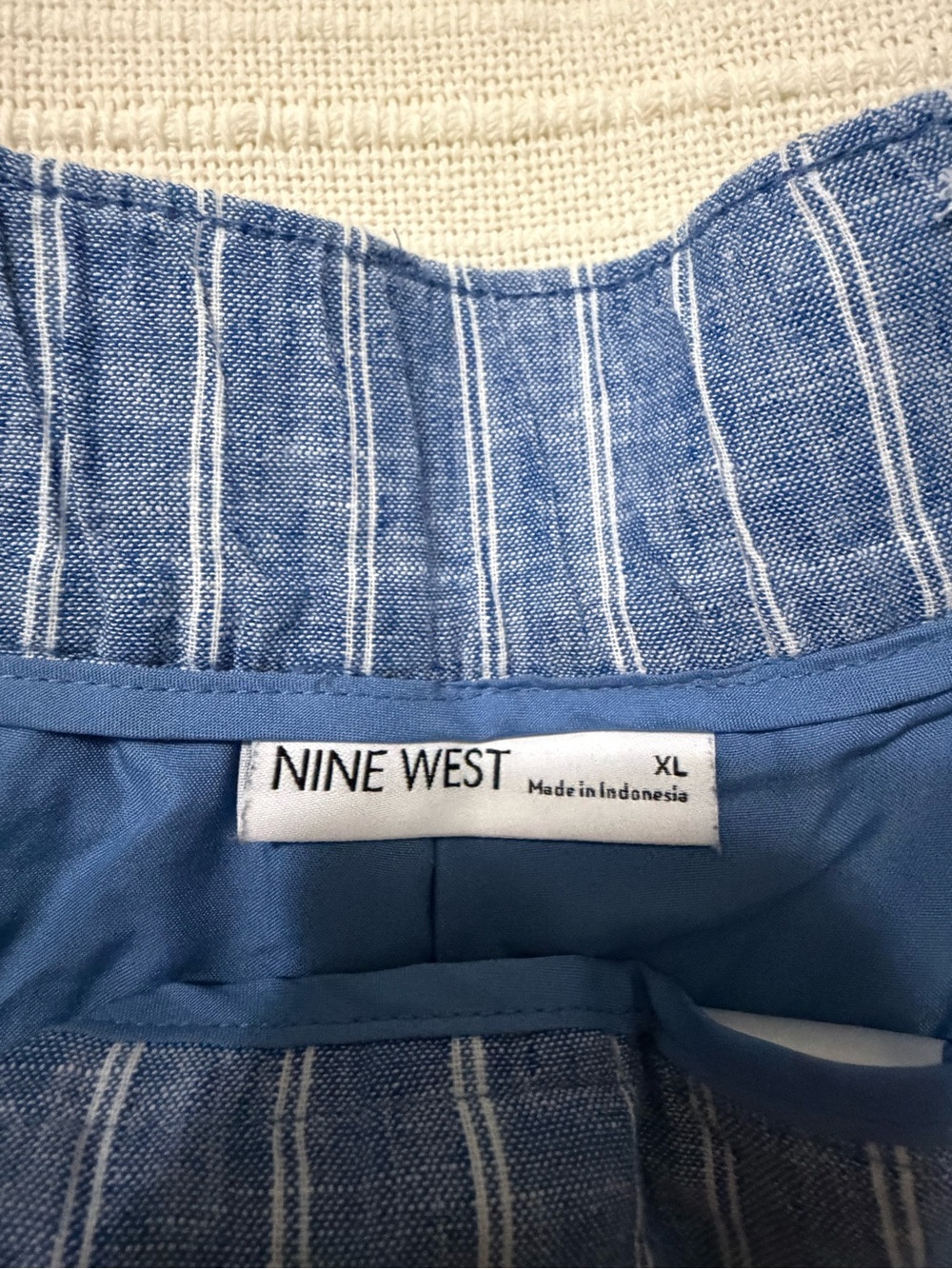 Nine West Light Blue and White Striped Women's Bermudas
